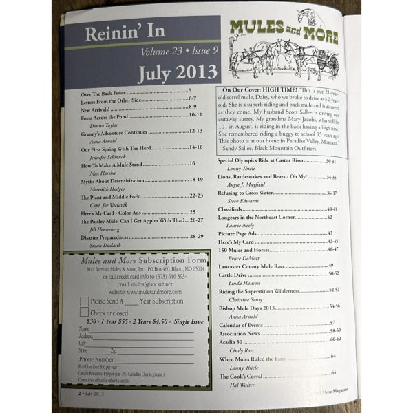 Mules and More - Jul. 2013 Vol. 23 Issue 9 (Back Issue Magazine)