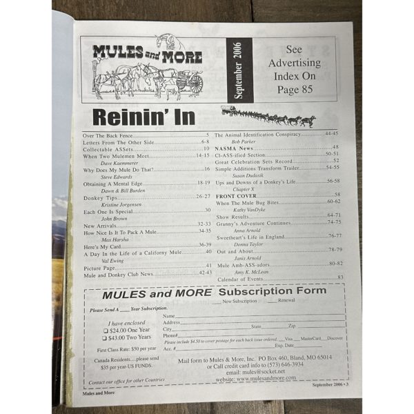 Mules and More - Sept. 2006 Vol. 16 Issue 11 (Back Issue Magazine)