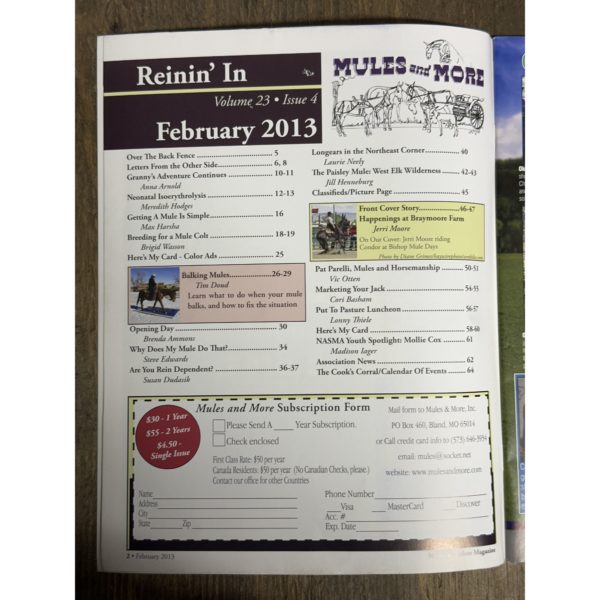 Mules and More - Feb. 2013 Vol. 23 Issue 4 (Back Issue Magazine)