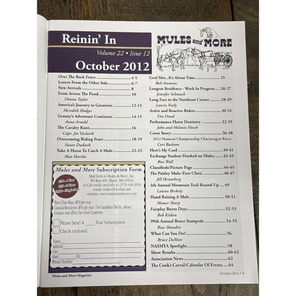 Mules and More - Oct. 2012 Vol. 22 Issue 12 (Back Issue Magazine)