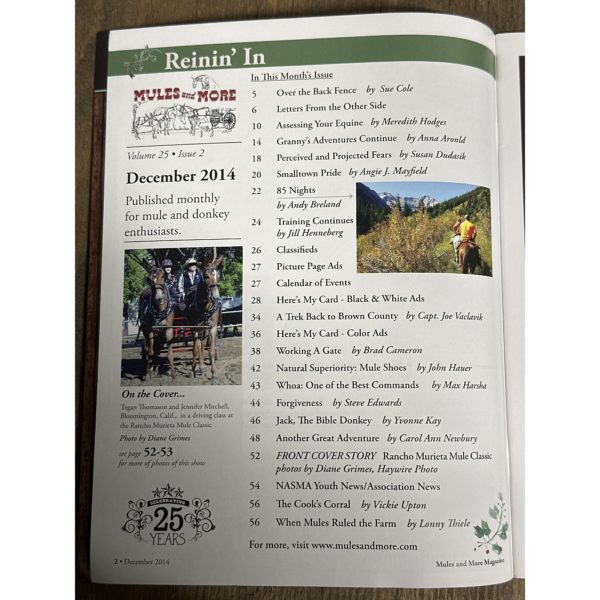 Mules and More - Dec. 2014 Vol. 25 Issue 2 (Back Issue Magazine)