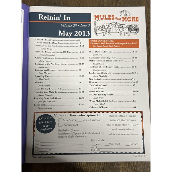 Mules and More - May 2013 Vol. 23 Issue 7 (Back Issue Magazine)