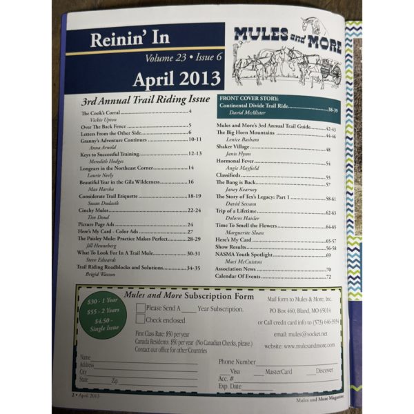 Mules and More - Apr. 2013 Vol. 23 Issue 6 (Back Issue Magazine)