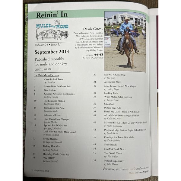 Mules and More - Sept. 2014 Vol. 24 Issue 11 (Back Issue Magazine)