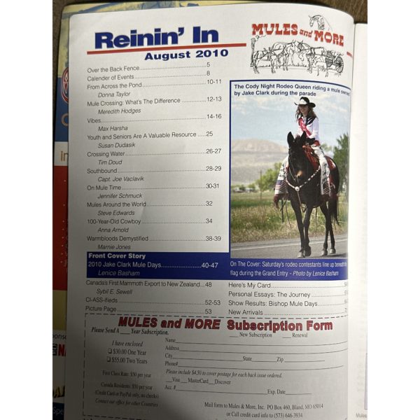 Mules and More - Aug. 2010 Vol. 20 Issue 10 (Back Issue Magazine)