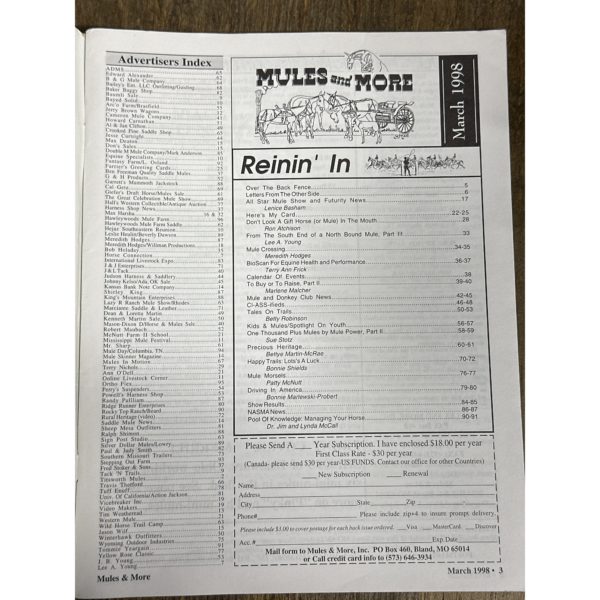 Mules and More - Mar. 1998 Vol. 4 Issue 5 (Back Issue Magazine)
