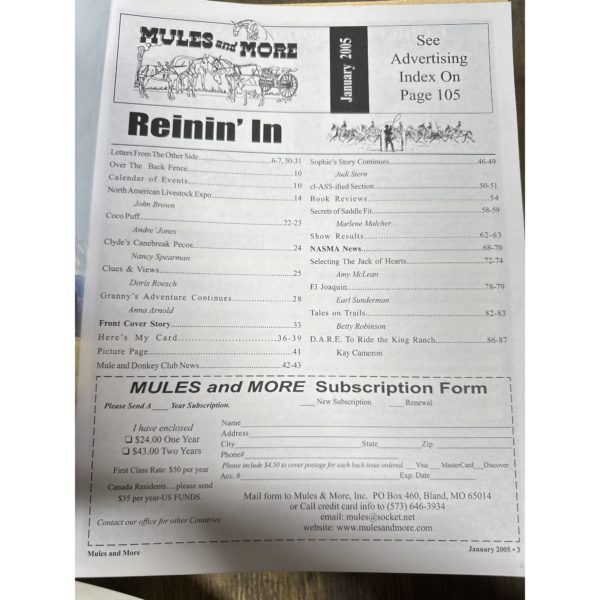 Mules and More - Jan. 2005 Vol. 15 Issue 3 (Back Issue Magazine)