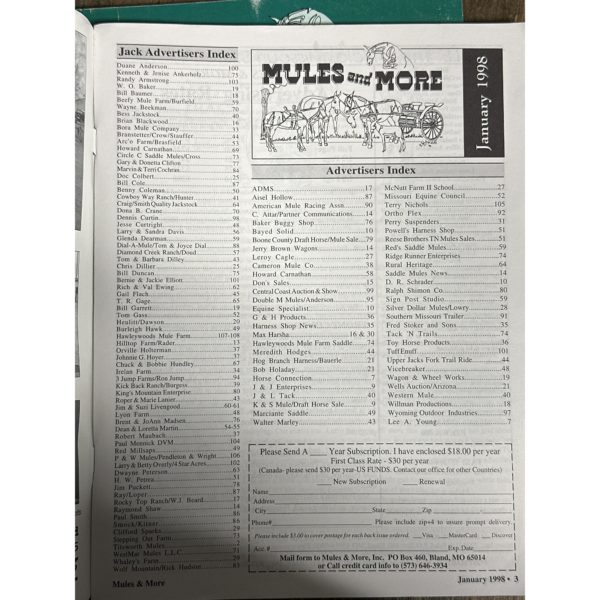 Mules and More - Jan. 1998 Vol. 8 Issue 3 (Back Issue Magazine)