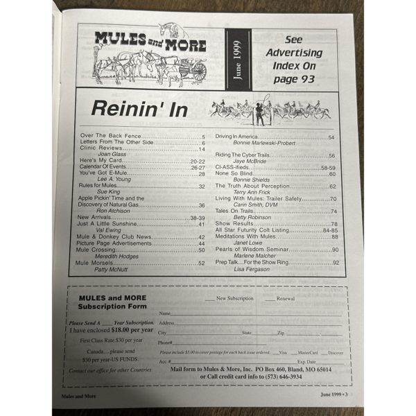 Mules and More - Jun. 1999 Vol. 9 Issue 8 (Back Issue Magazine)