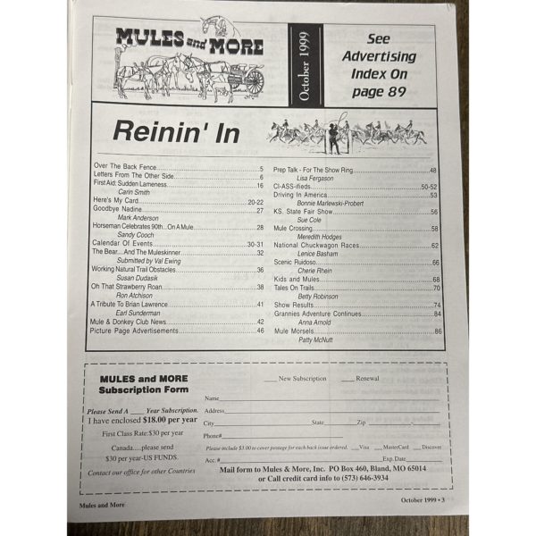 Mules and More - Oct. 1999 Vol. 9 Issue 12 (Back Issue Magazine)