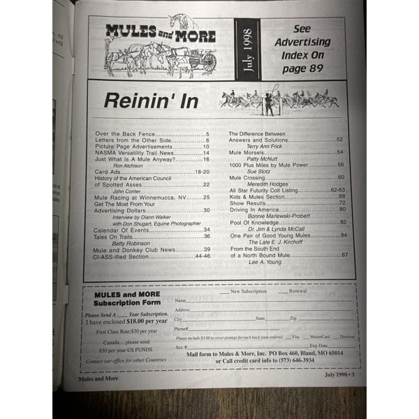 Mules and More - Jul. 1998 Vol. 8 Issue 9 (Back Issue Magazine)