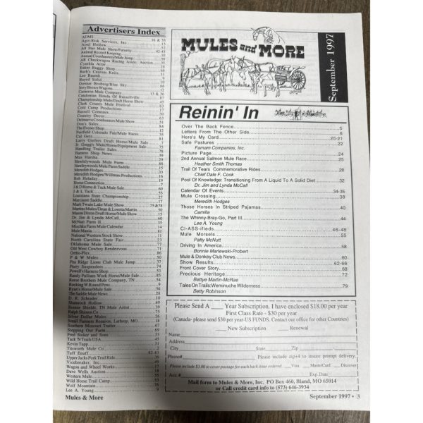 Mules and More - Sept. 1997 Vol. 7 Issue 11 (Back Issue Magazine)