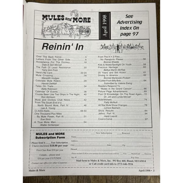 Mules and More - Apr. 1998 Vol. 8 Issue 6 (Back Issue Magazine)