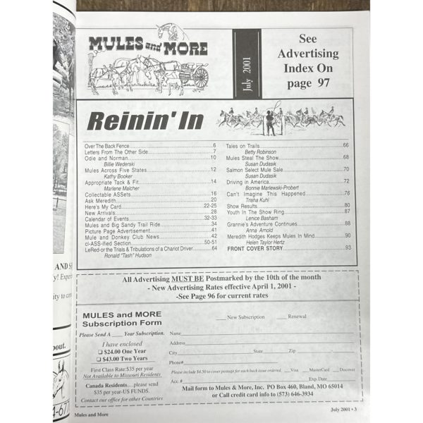 Mules and More - Jul. 2001 Vol. 11 Issue 9 (Back Issue Magazine)