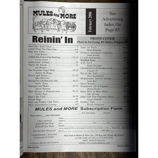 Mules and More - Feb. 2006 Vol. 16 Issue 4 (Back Issue Magazine)