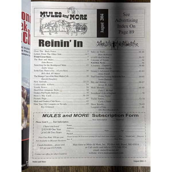 Mules and More - Aug. 2004 Vol. 14 Issue 10 (Back Issue Magazine)