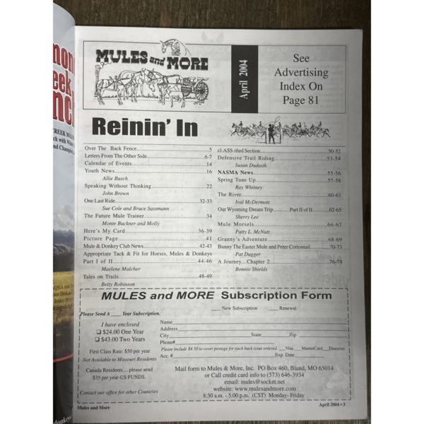 Mules and More - Apr. 2004 Vol. 14 Issue 6 (Back Issue Magazine)