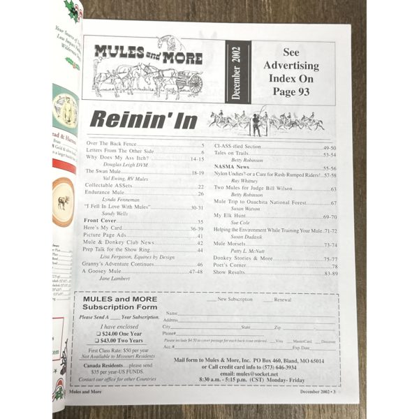 Mules and More - Dec. 2002 Vol. 13 Issue 2 (Back Issue Magazine)