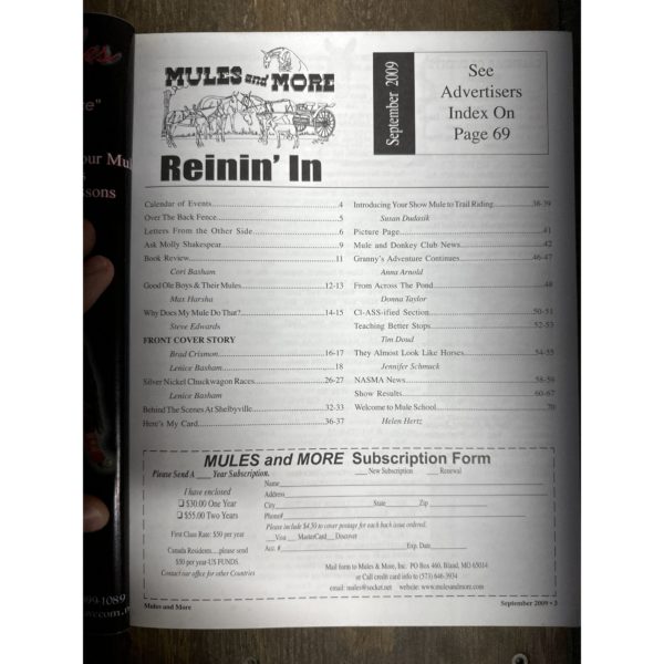 Mules and More - Sept. 2009 Vol. 19 Issue 11 (Back Issue Magazine)