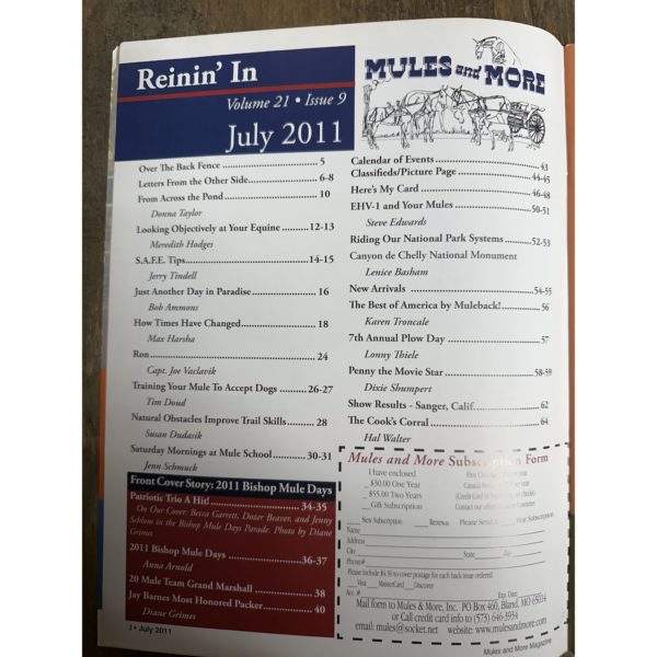 Mules and More - Jul. 2011 Vol. 21 Issue 9 (Back Issue Magazine)