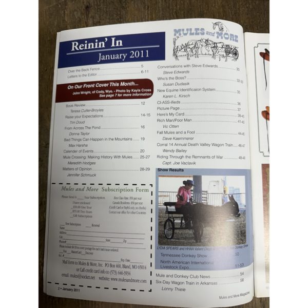 Mules and More - Jan. 2011 Vol. 21 Issue 3 (Back Issue Magazine)