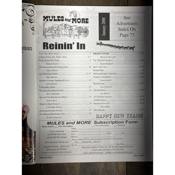 Mules and More - Jan. 2008 Vol. 18 Issue 3 (Back Issue Magazine)