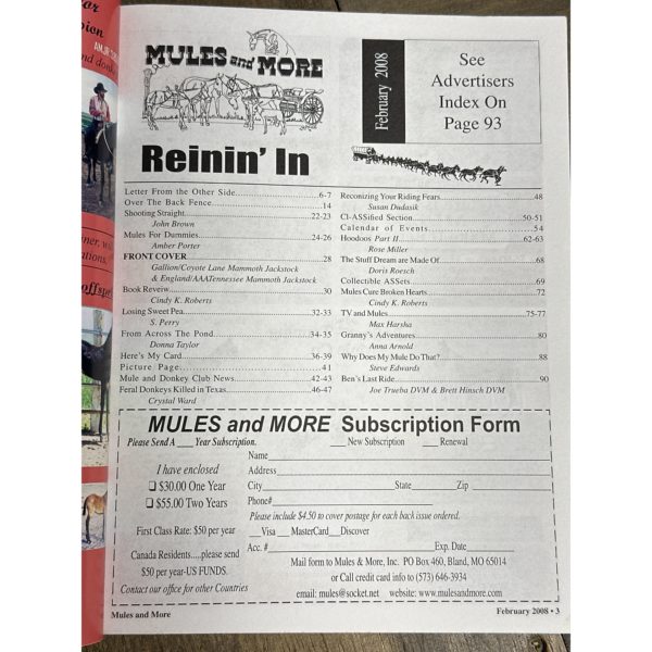 Mules and More - Feb. 2008 Vol. 18 Issue 4 (Back Issue Magazine)