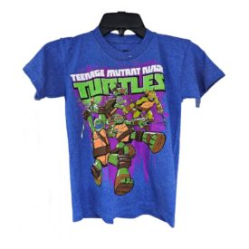 Teenage Mutant Ninja Turtles TMNT Boys Heather Blue Graphic Tee Size 6/7 Small