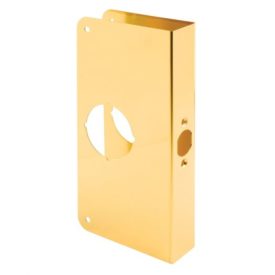 Defender Security U9549 Door Reinforcer 1-3/8 in. x 9 in. Thick Solid Brass Lock and Door Reinforcer, 2-1/8 in. Single Bore, 2-3/4 in. Backset