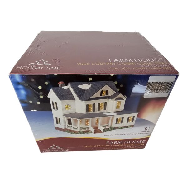 Holiday Time FARM HOUSE 2005 Country Charm Collection Porcelain Lighted House