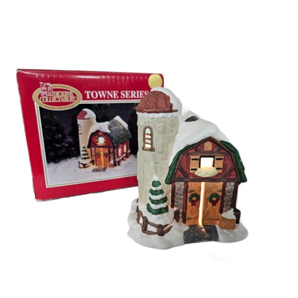 1996 Dickens Collectables BARN WITH SILO TOWNE SERIES Christmas Village HOUSE