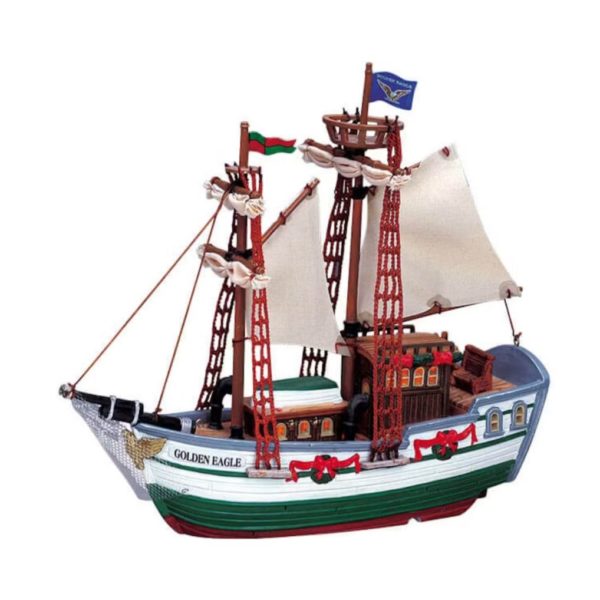 2005 Lemax Golden Eagle Schooner Boat Ship Christmas Village Battery Operated