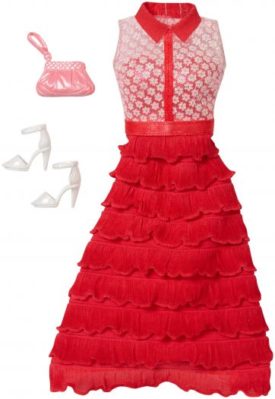Barbie Complete Look Fashion, Red Ombre Ruffle Gown & Accessories