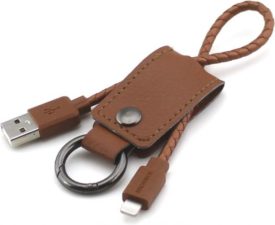 iPhone Keyring with USB / Lightning Charging Cable - Tan