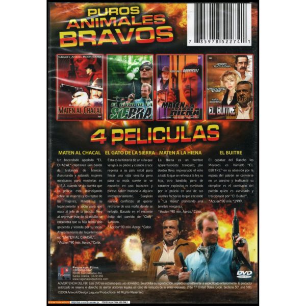 4 Pelcullas Puros Animales Bravos (DVD)