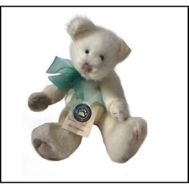 Boyds Bears and Friends Tessa Fluffypaws White Cat w/Green Ribbon Style #5309-01