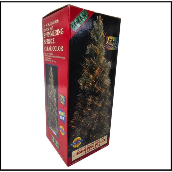 1999 Lemax Fiber Optics Shimmering Spruce Lighted Tree Clear Color Lights 12" #94418