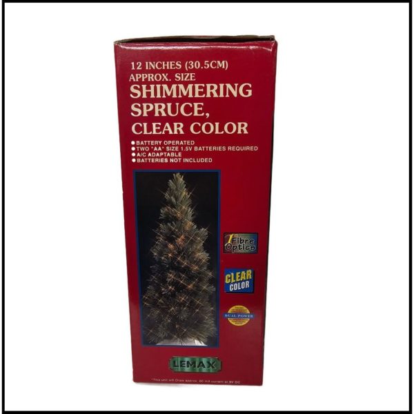 1999 Lemax Fiber Optics Shimmering Spruce Lighted Tree Clear Color Lights 12" #94418