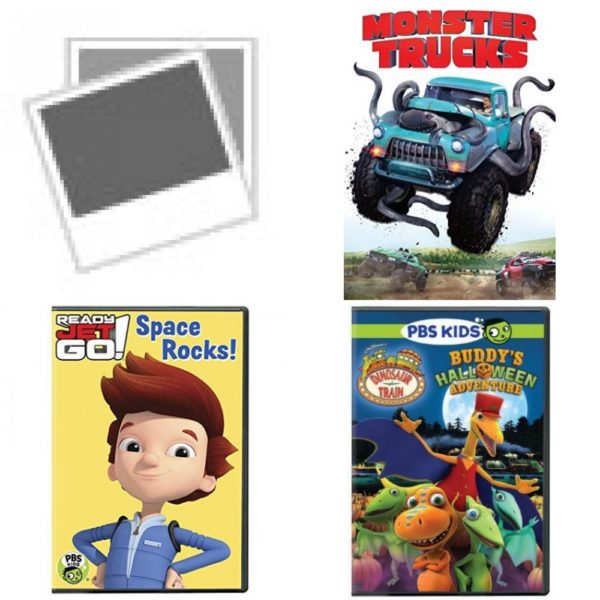 DVD Children's Movies 4 Pack Fun Gift Bundle: Gromits Tail-Waggin, Monster Trucks, Ready Jet Go!: Space Rocks!, Dinosaur Train: Buddy's Halloween Adventure