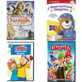 DVD Children's Movies 4 Pack Fun Gift Bundle: The Chronicles of Narnia: Prince Caspian, Baby Genius Mozart & Sleepytime Friends w/Bonus Music CD, Caillou: Caillou Visits the Doctor, Sherlock Gnomes