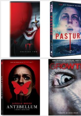 DVD Horror Movies 4 Pack Fun Gift Bundle: It Chapter Two, Pasture, Antebellum, Growth