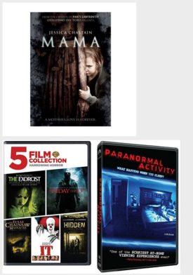 DVD Horror Movies 4 Pack Fun Gift Bundle: Mama, The Ring Two Movie Collection, 5 Movies: Harrowing Horror Collection, Paranormal Activity