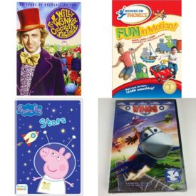 DVD Children's Movies 4 Pack Fun Gift Bundle: Willy Wonka & the Chocolate Factory, Hooked on Phonics: Fun in Motion, Peppa Pig: Stars, Wings