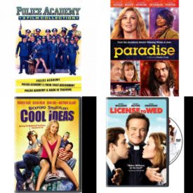 DVD Comedy Movies 4 Pack Fun Gift Bundle: Police Academy Pt. 1-3, Paradise, Bickford Shmecklers Cool Ideas, License to Wed