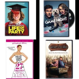 DVD Comedy Movies 4 Pack Fun Gift Bundle: Life of the Party, Game Night, 27 Dresses, Grumpy Old Men / Grumpier Old Men