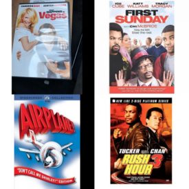 DVD Comedy Movies 4 Pack Fun Gift Bundle: What Happens in Vegas, FIRST SUNDAY-FIRST SUNDAY, Airplane: Don't Call Me Shirley, Rush Hour 3