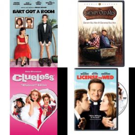 DVD Comedy Movies 4 Pack Fun Gift Bundle: Bart Got a Room, Grumpy Old Men / Grumpier Old Men, Clueless, License to Wed