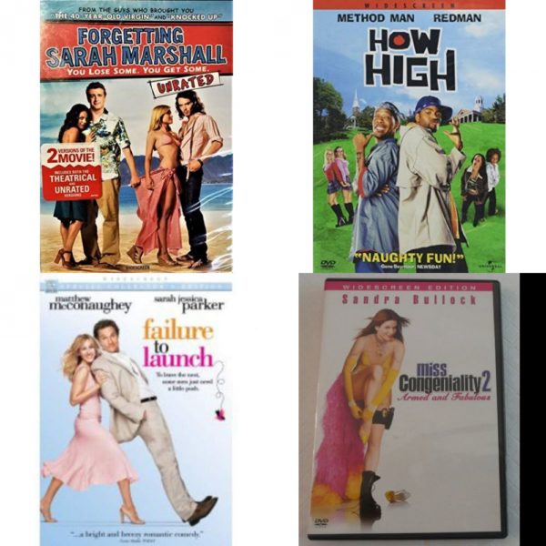 DVD Comedy Movies 4 Pack Fun Gift Bundle: Forgetting Sarah, How High, Fools Gold, MISS CONGENIALITY 2