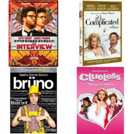 DVD Comedy Movies 4 Pack Fun Gift Bundle: The Interview, It's Complicated, Bruno, Clueless