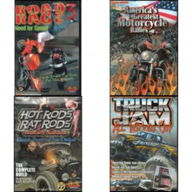 Auto, Truck & Cycle Extreme Stunts & Crashes 4 Pack Fun Gift DVD Bundle: Road Rage Vol. 3 -  Need for Speed, Americas Greatest Motorcycle Rallies, Hot Rods, Rat Rods & Kustom Kulture: Back from the Dead - The Complete Build, Truck Jam: All Tricked Out